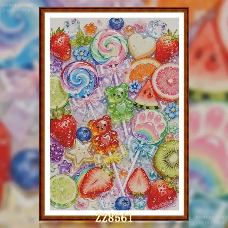[ZZ8561-Summer Fruit] Stamped Cross Stitch Kit 11CT 14CT 16CT 18CT Printed Canvas Cotton Thread Embroidery Needlework Wall Decor