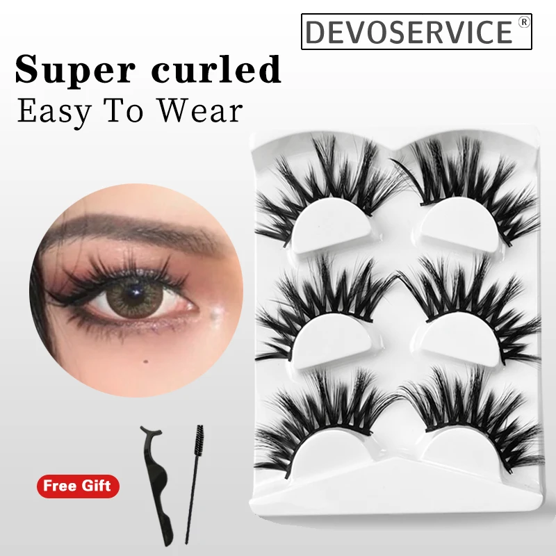 

DEVOSERVICE Lashes 3 Pairs 3D Faux Mink Lashes Natural Long False Eyelashes Dramatic Volume Lashes Eyelash Extension Makeup