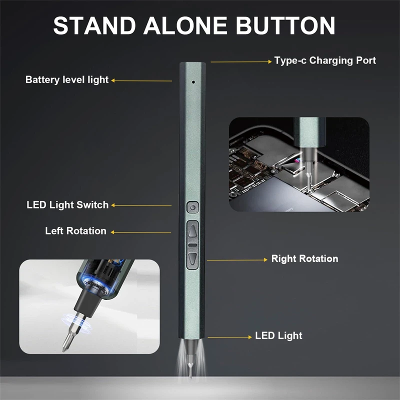 Electric Screwdriver 30 in 1 Electric Screwdriver Kit with LED Lights Precision Cordless Repair Tool for Phone Camera Watch