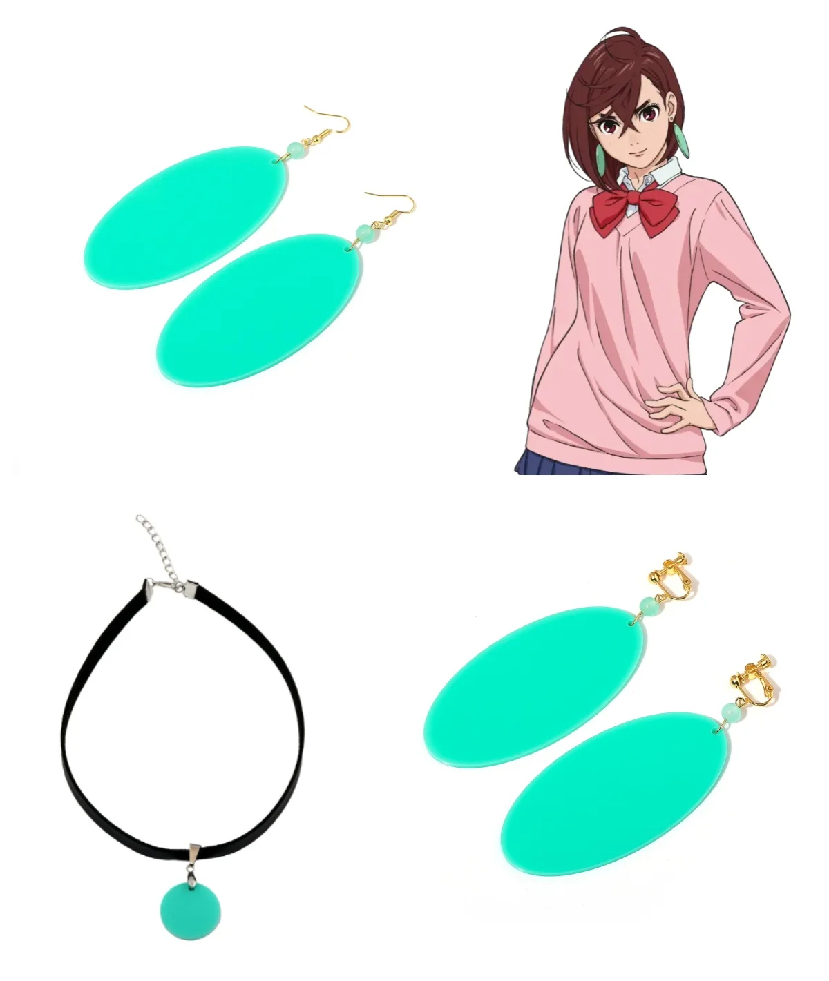 أنيمي Dandadan مومو Ayase أقراط الأذن كليب قلادة تأثيري الإكسسوارات المشجعين هدية #1
