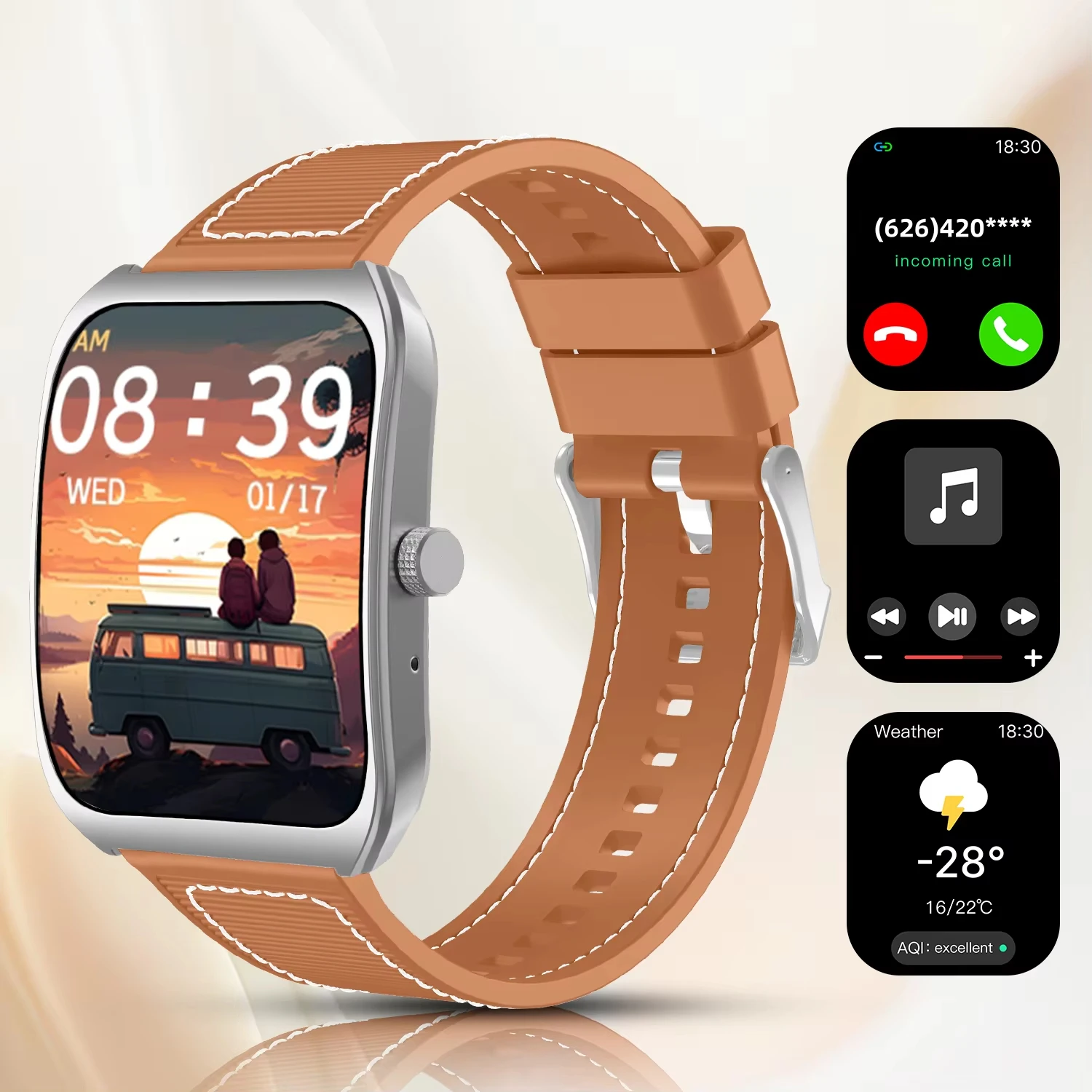 ساعة ذكية عصرية من LAXASFIT بشاشة 1.85 بوصة عالية الدقة وموسيقى بلوتوث وتتبع اللياقة البدنية للرجال والنساء 2025 ساعة ذكية جديدة بشاشة منحنية