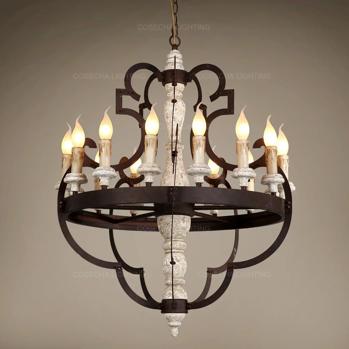 

GHJUYIOL YECTSKI light chandelier lighting foyer large rustic lighting vintage wood light in living room villa retro big chandel