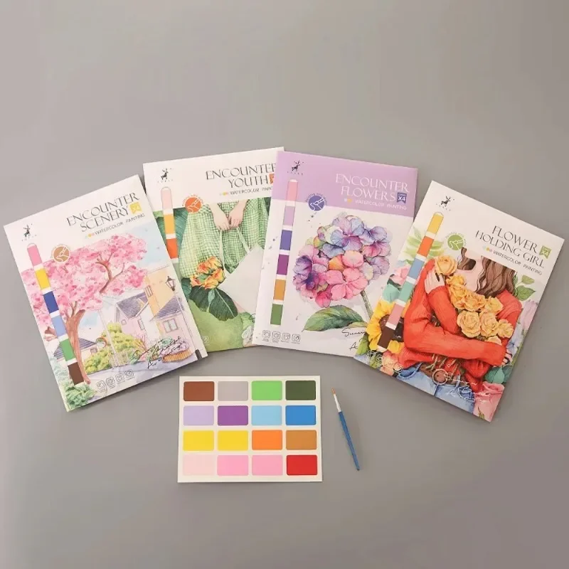 Livro portátil de pintura em aquarela para crianças, livros para colorir grafite, papel de desenho diy, brinquedos educativos para crianças, presente ideal