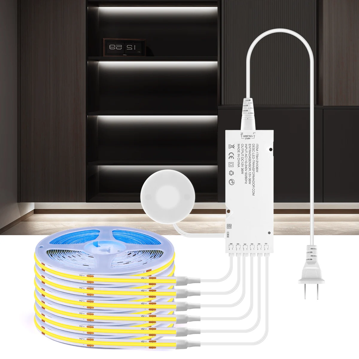 1-6 Sets 110V 220V COB Led Strip Parallel Lights Flexible LED Tape Dimmable Touch Sensor Switch For Under Cabinet Lamp lighting