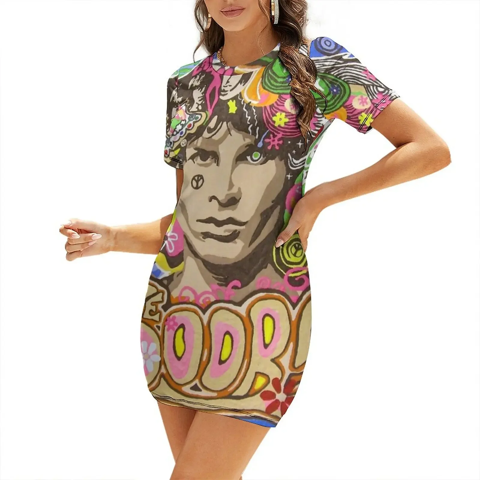 

Doors L.A Woman Mixed Text Short-Sleeved Dress luxury dress dresses with long sleeves evening dress women