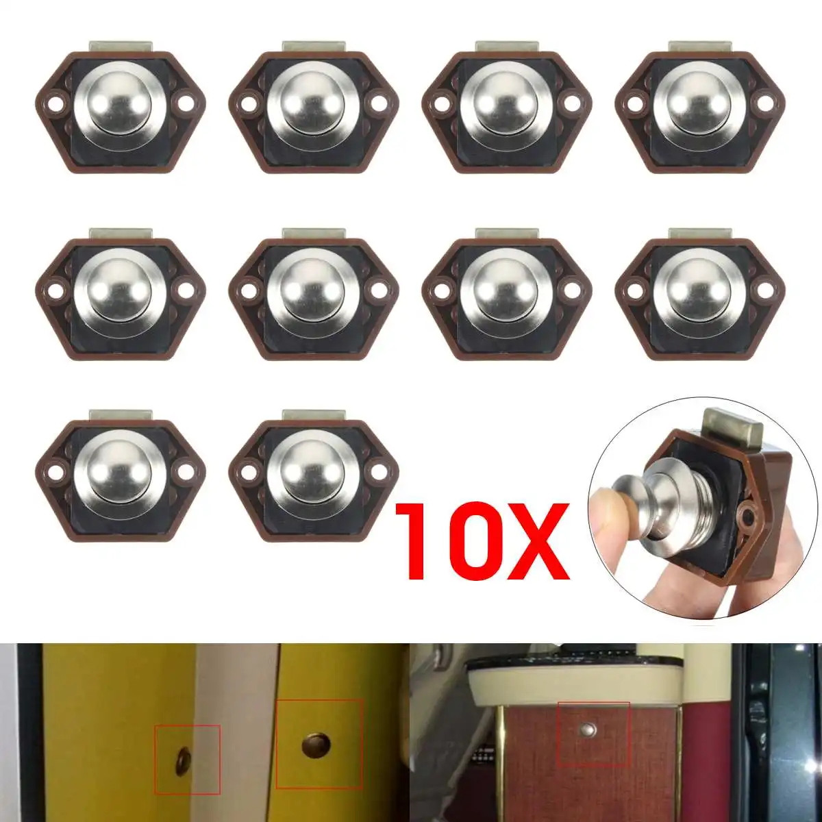 10pcs 15mm-27mm Car Push Lock RV Caravan Boat Drawer Latch Button Locks For Furniture Hardware for Camper