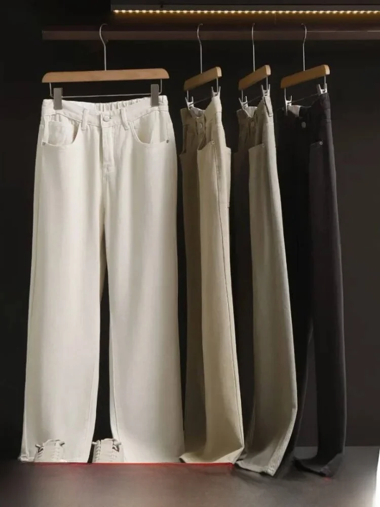 Retro American Style 100% Cotton Washed Men's Fashion Textured Straight Leg Wide Leg Casual Pants Spring Season