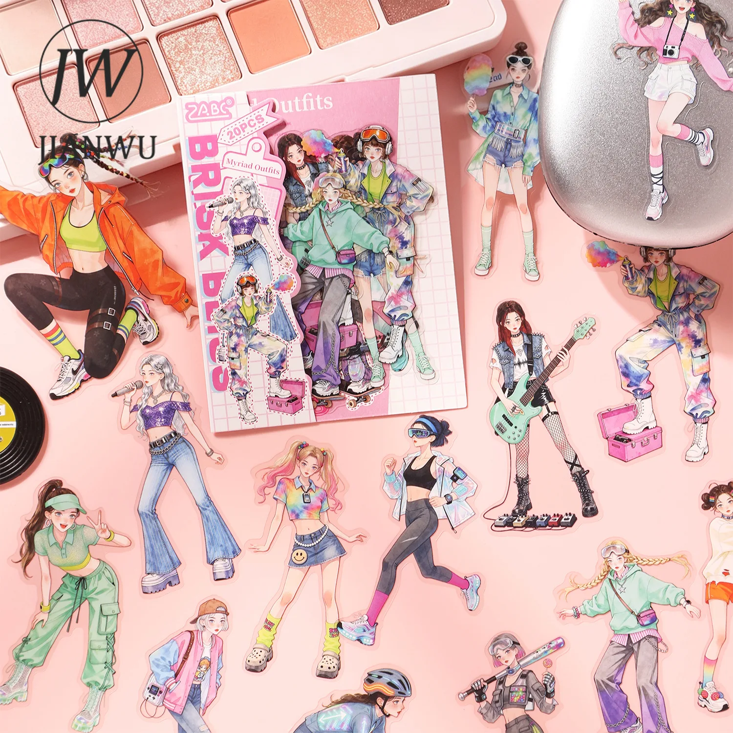 Vintage Fashion Collage - JIANWU สติกเกอร์ PET วินเทจ แฟชั่น ตัวละคร