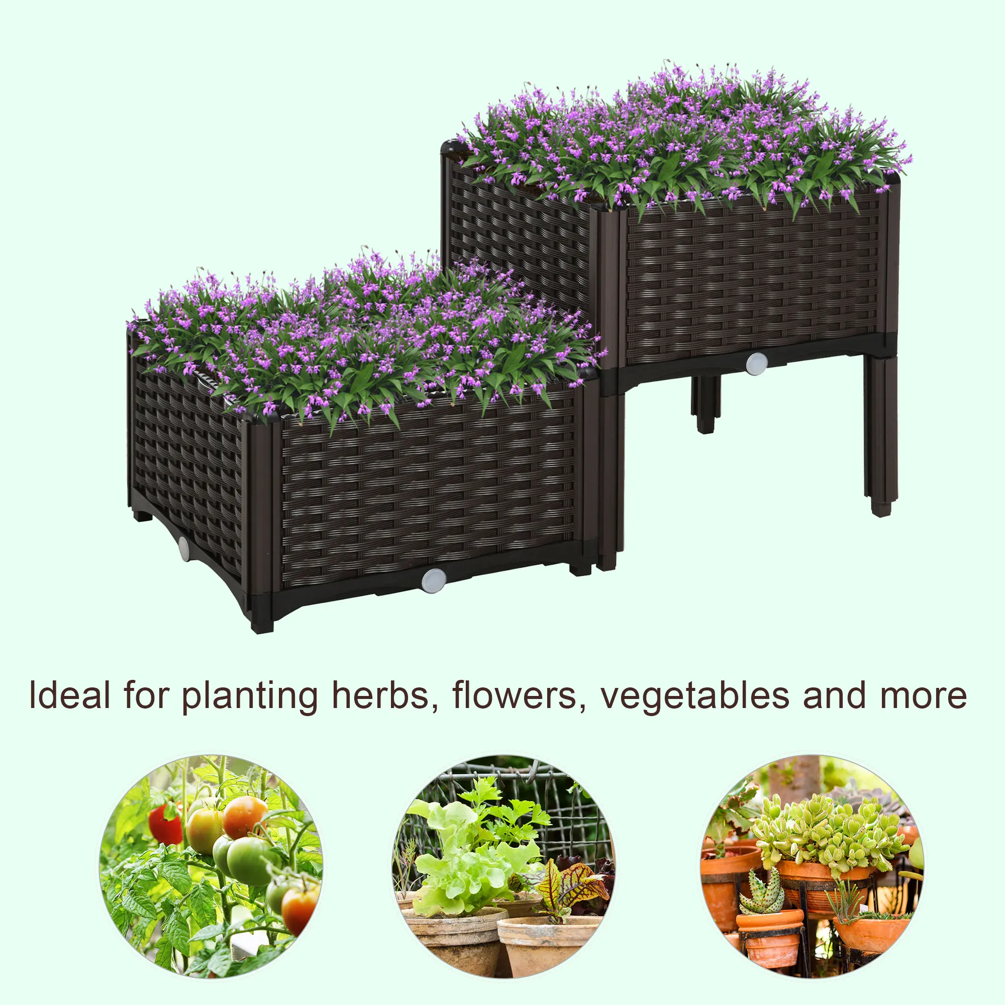 2-piece Raised Flower Bed Vegetable Herb Planter Lightweight image 4