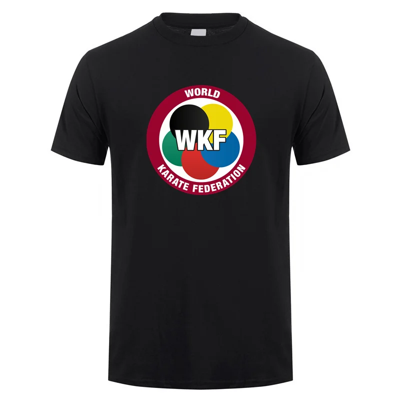 Футболка WKF с изображением Федерации мира карате, летние мужские хлопковые футболки WKF с коротким рукавом, мужские футболки в подарок, футболки
