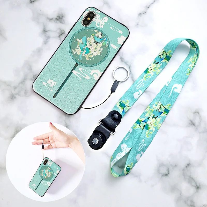 

Новый ремешок для телефона в китайском стиле в стиле ретро, короткий ремешок на запястье с традиционным узором, регулируемый ремешок с защитой от потери