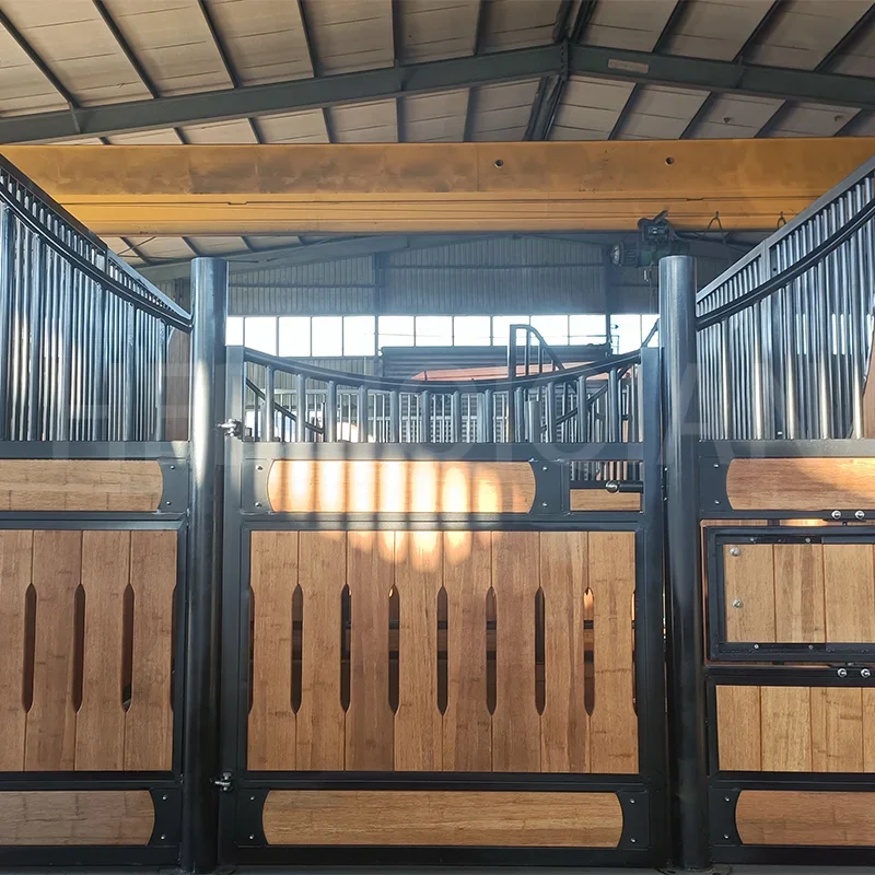 Europe Durable Steel Prefab Bamboo Horse Stall Stable Galvanized House Equipment Horse Stable Panel Stall With Window and Door