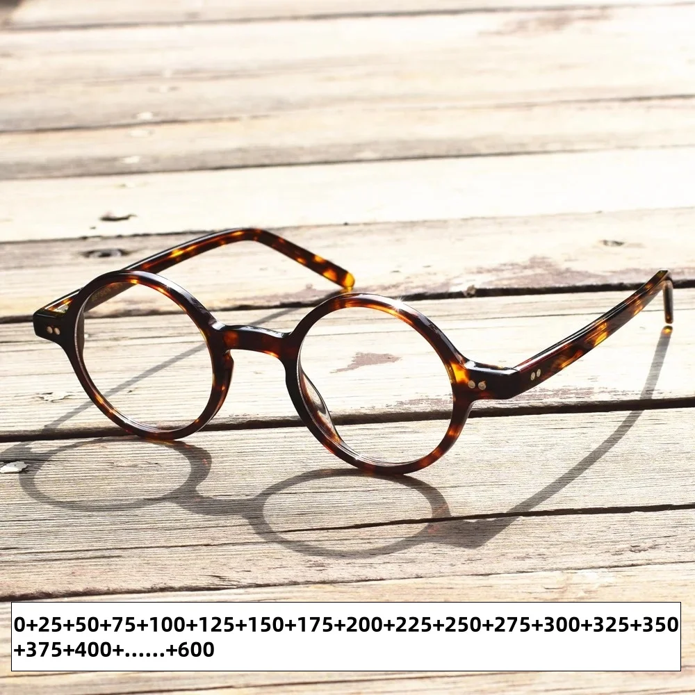 Vintage 40 42 44 Round Acetate Tortoise Men Eyeglass frames Full Rim Women Prescription Eyeglasses