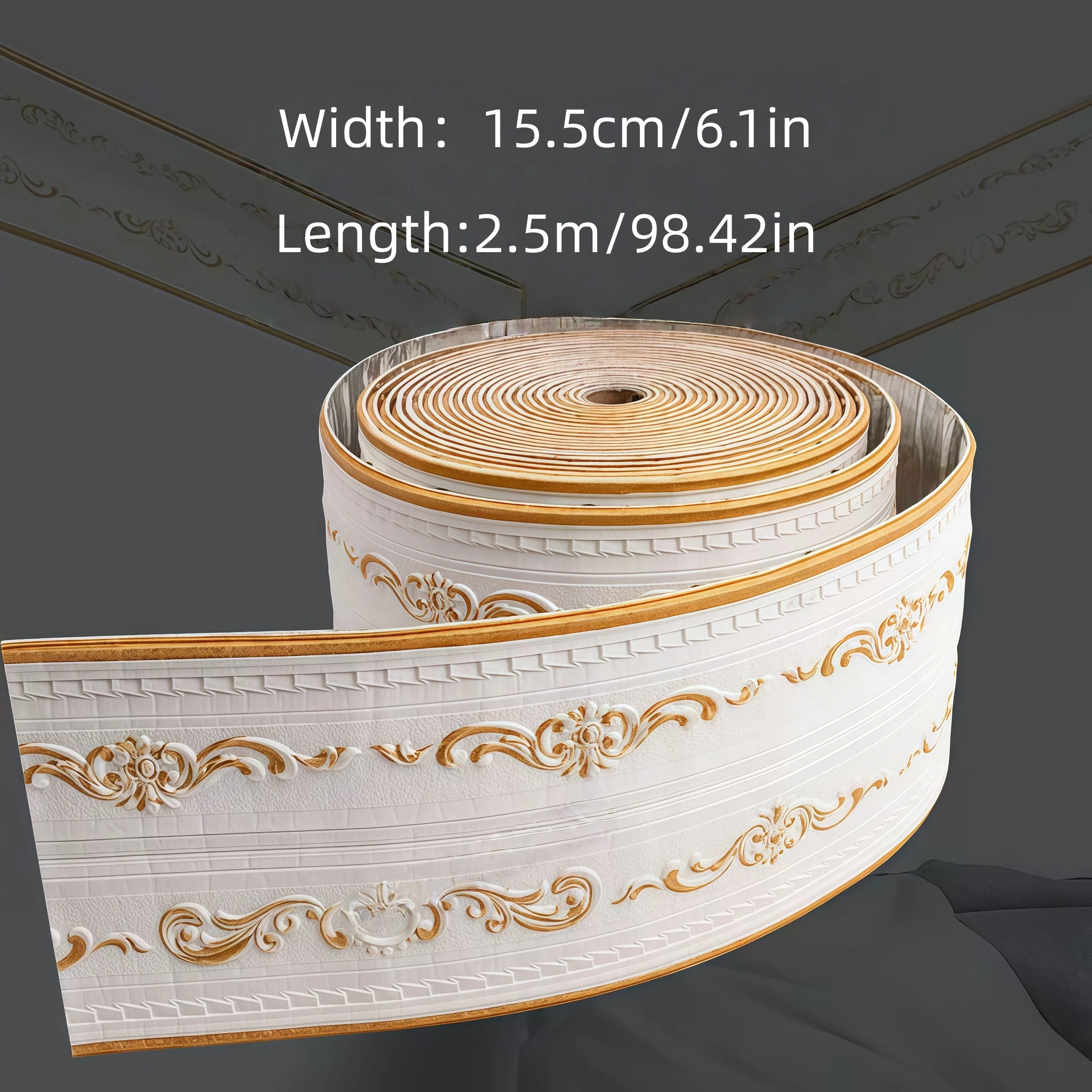 Peel Stick Foam Molding Trim 1Roll Self Adhesive Wallpaper Border Edging Strip 3D Wall Edging Lines Foam Baseboard for Home, Hot