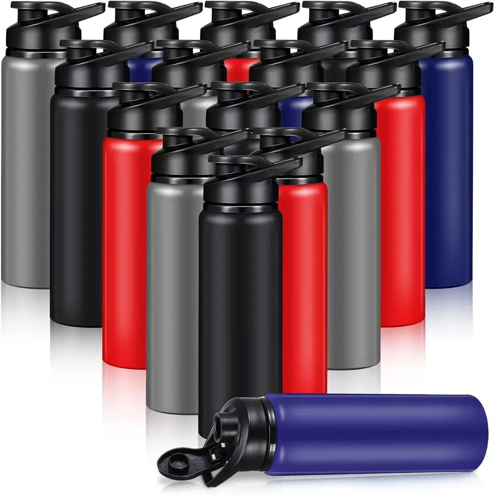 

16 Pack Reusable Sports Water Bottles with Snap Lid, Lightweight Leak Proof for Bulk, Gym, Hiking, Cycling, Outdoors (25 oz)