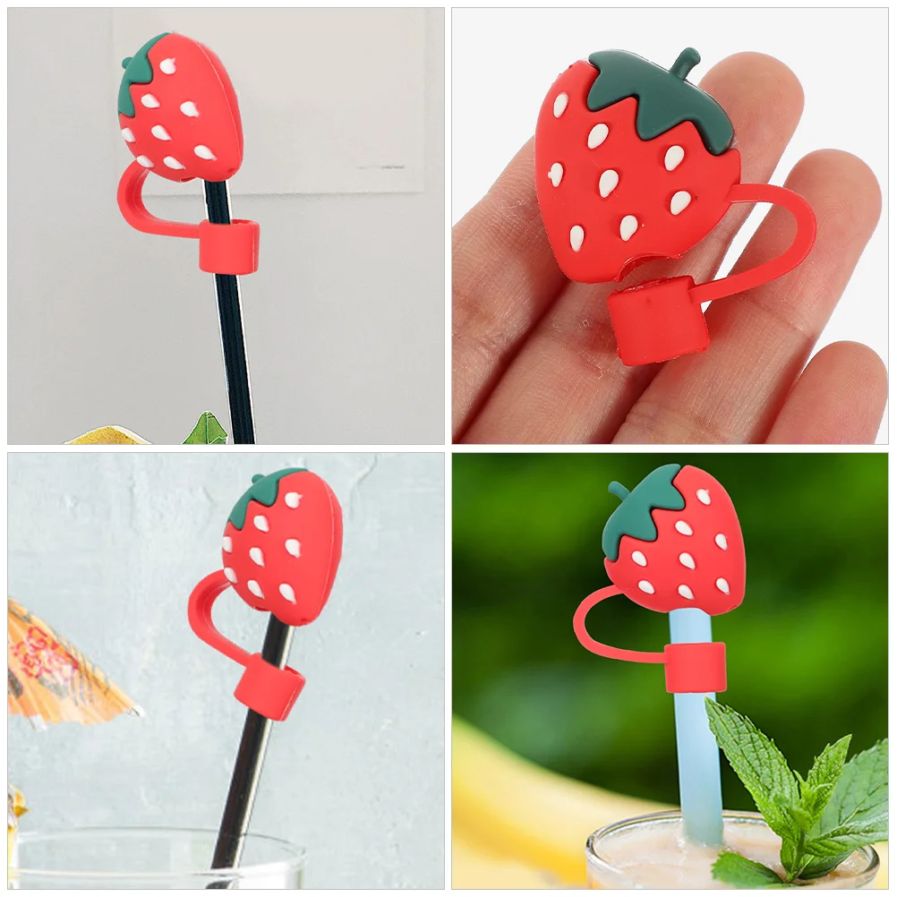 6 Pcs Lazy Straw Dust Cap Silicone Cover Tips Washable Charms Cute Covers Silica Gel