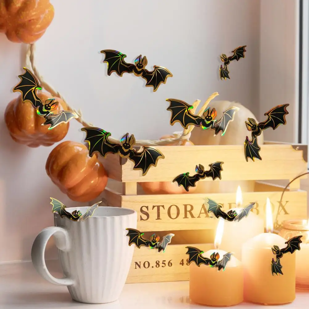 Halloween Home Decor Spooky Halloween Bat Decor Set 12pcs 3d Flying Bat Wall Stickers Window Decals Black Bat Charms for Home