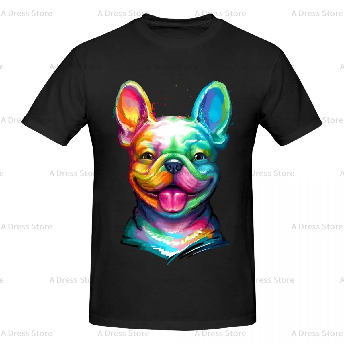 Cute Dog Pets Pekingese  Bulldog Men's round neck Oversized T-shirt,Men's summer Vintage Casual Cotton Tee Shirt Gift