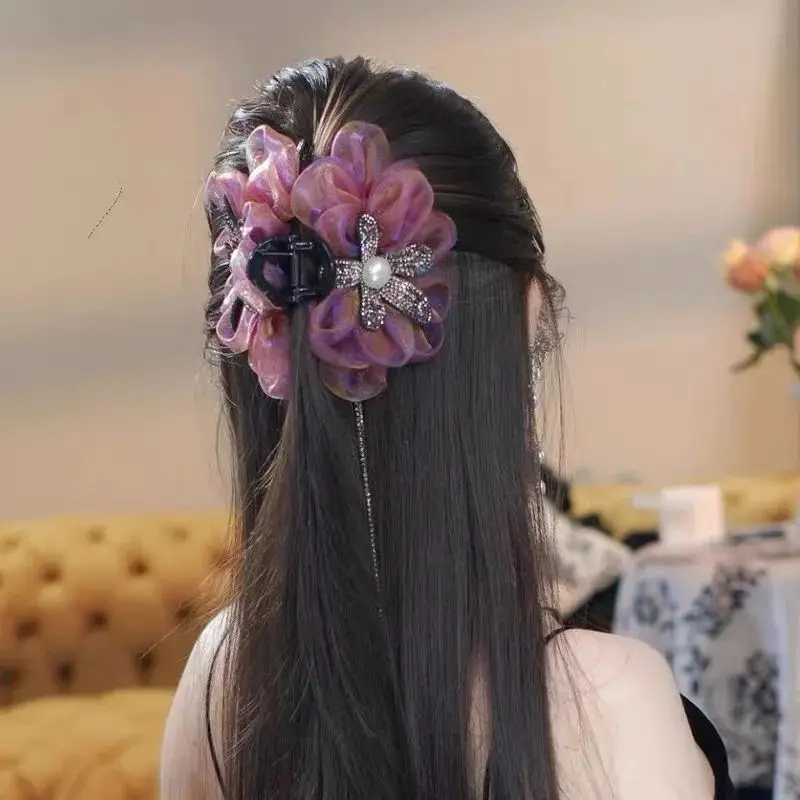 Sweet Korean Style Women Hair Accessories Sunflower Tassel Female Hair Clip Design with Versatile Hair Claw Girls New Headwear