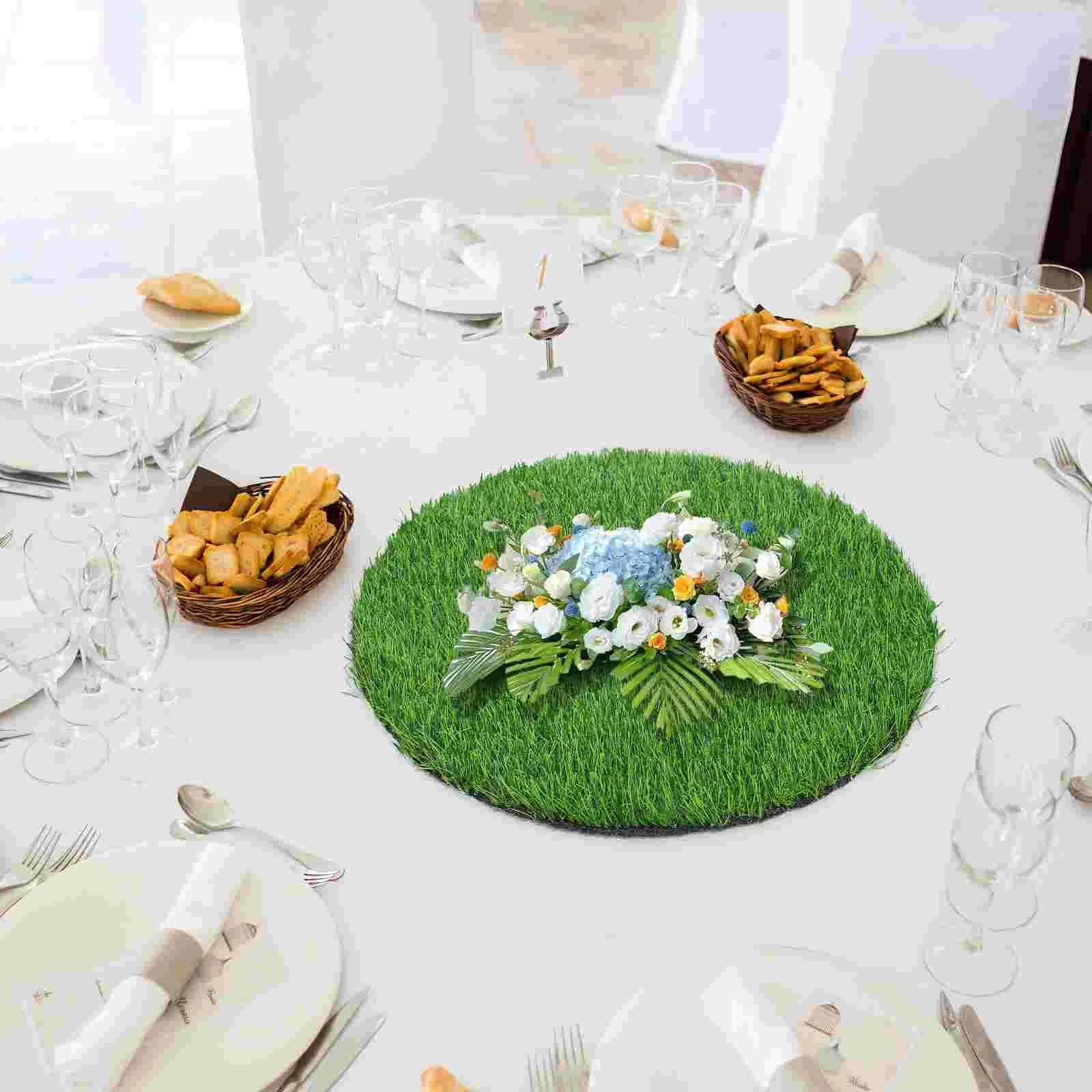 Circle Area Rug Manhole Cover Decoration Lawn Rugs Dining Table Accessories Round Carpet Fake Turf