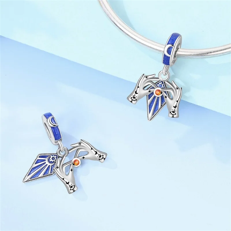 

New 925 Sterling Silver Hand Shape Charms Beads Zircon Dangle Fit 3mm Classic Bracelet DIY Women Birthday Party Jewelry Gifts