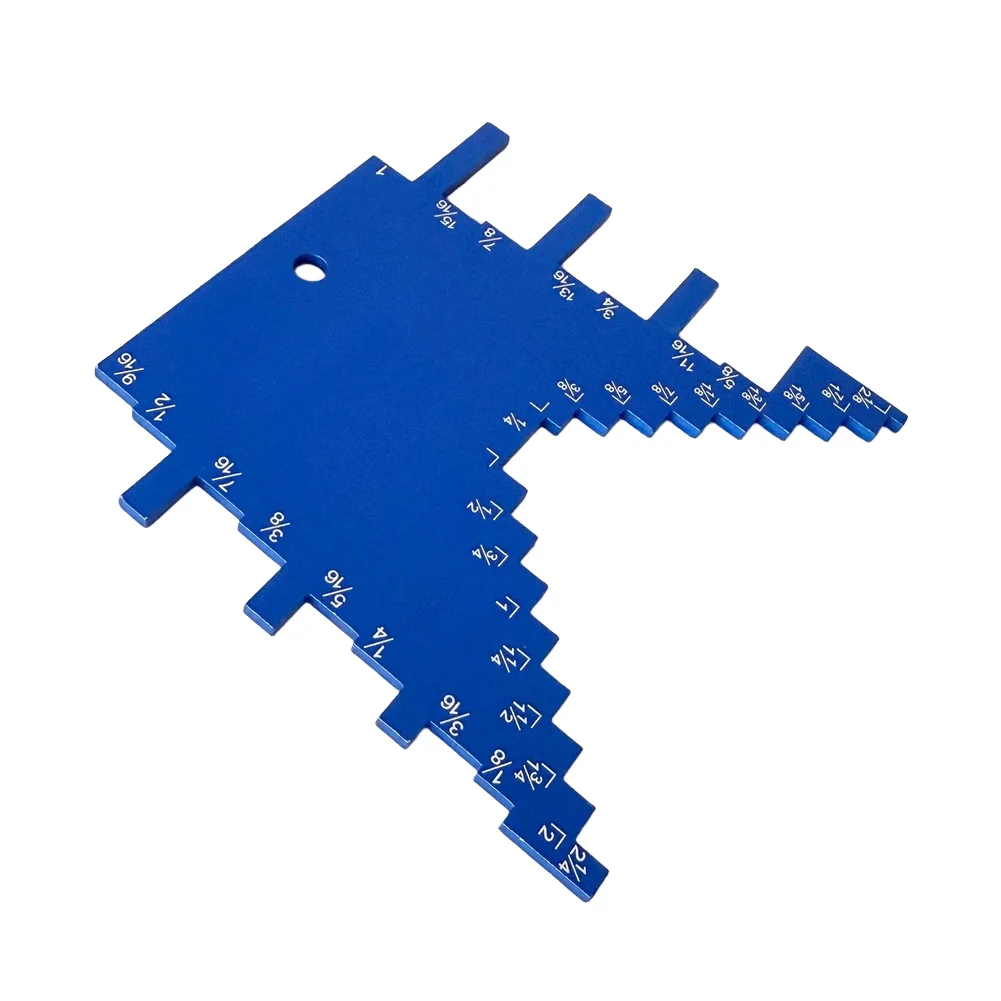 Blue Aluminum Alloy 2 In Tenon Height Gauge Ruler For For Imperial Table Saw Woodworking Measuring Tool And Limit Depth Detector