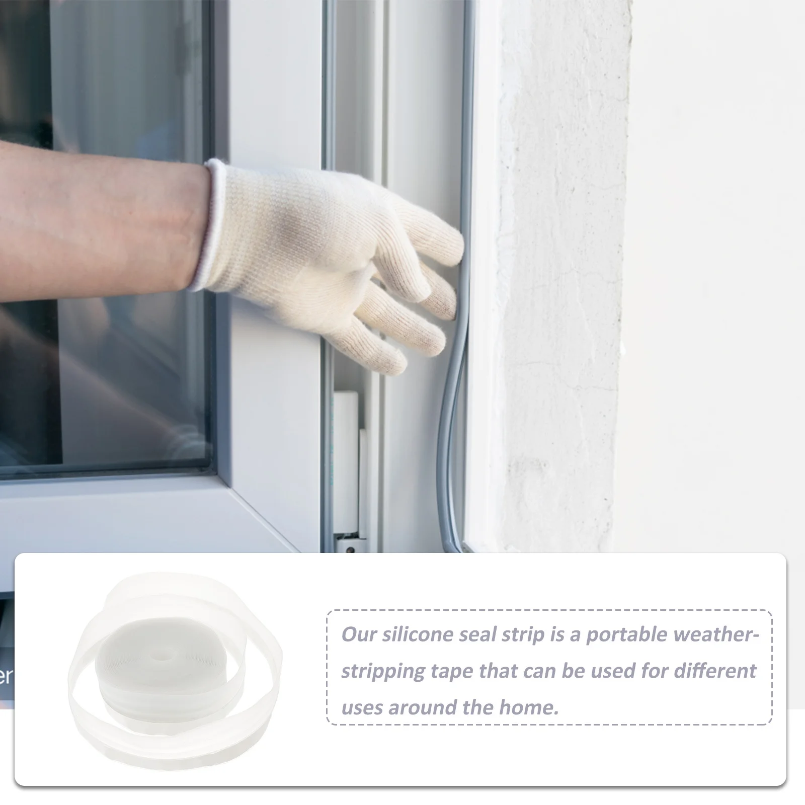 

1 Roll Silicone Seal Weatherstripping Tape For Door Window Transparent Heat Resistant Durable Sealant Strip Weatherproof Door