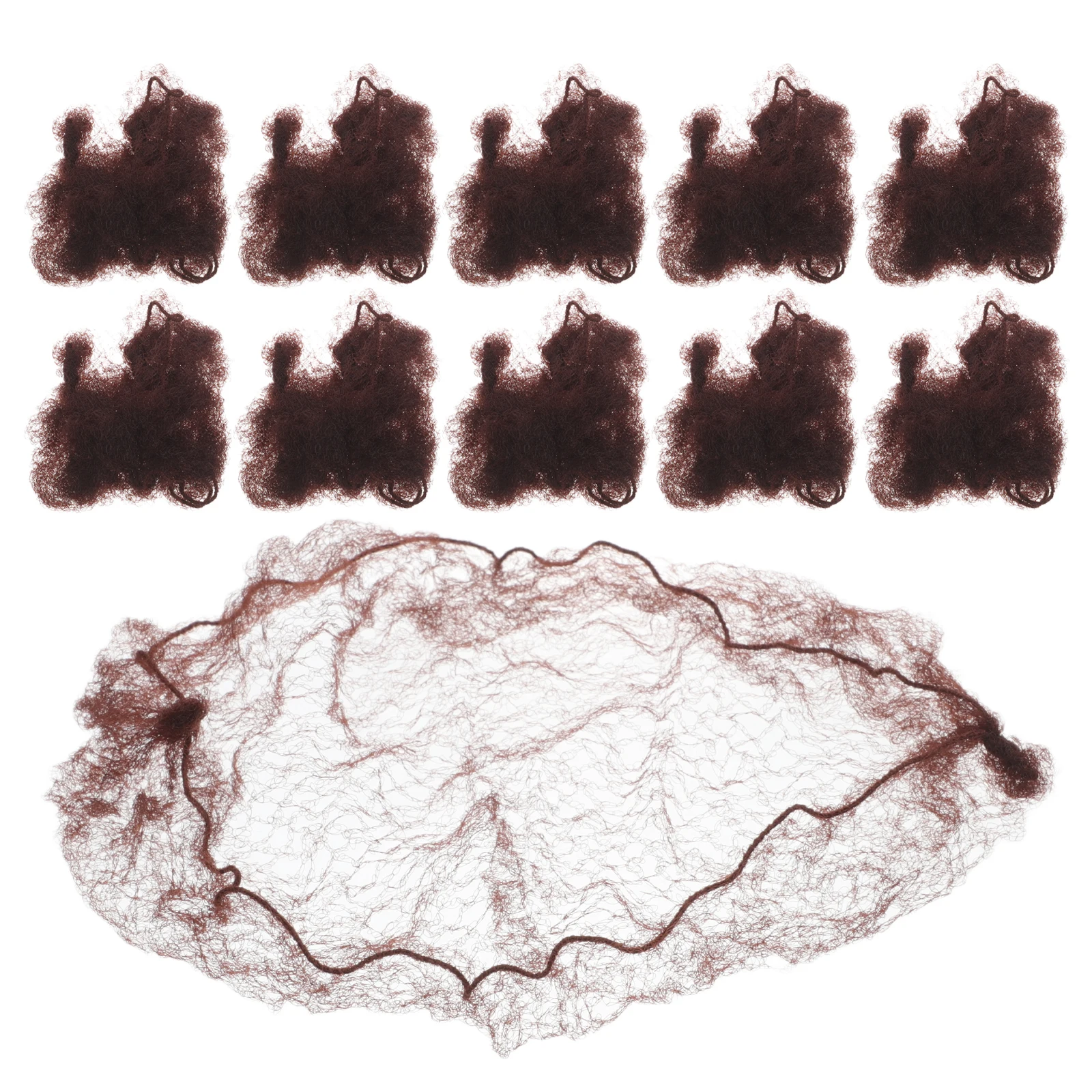 

100pcs Hair Nets Deep Brown Elastic Edge Mesh Hairnet 7mm 50cm Length Versatile Bun Covers for Women Dancers Use
