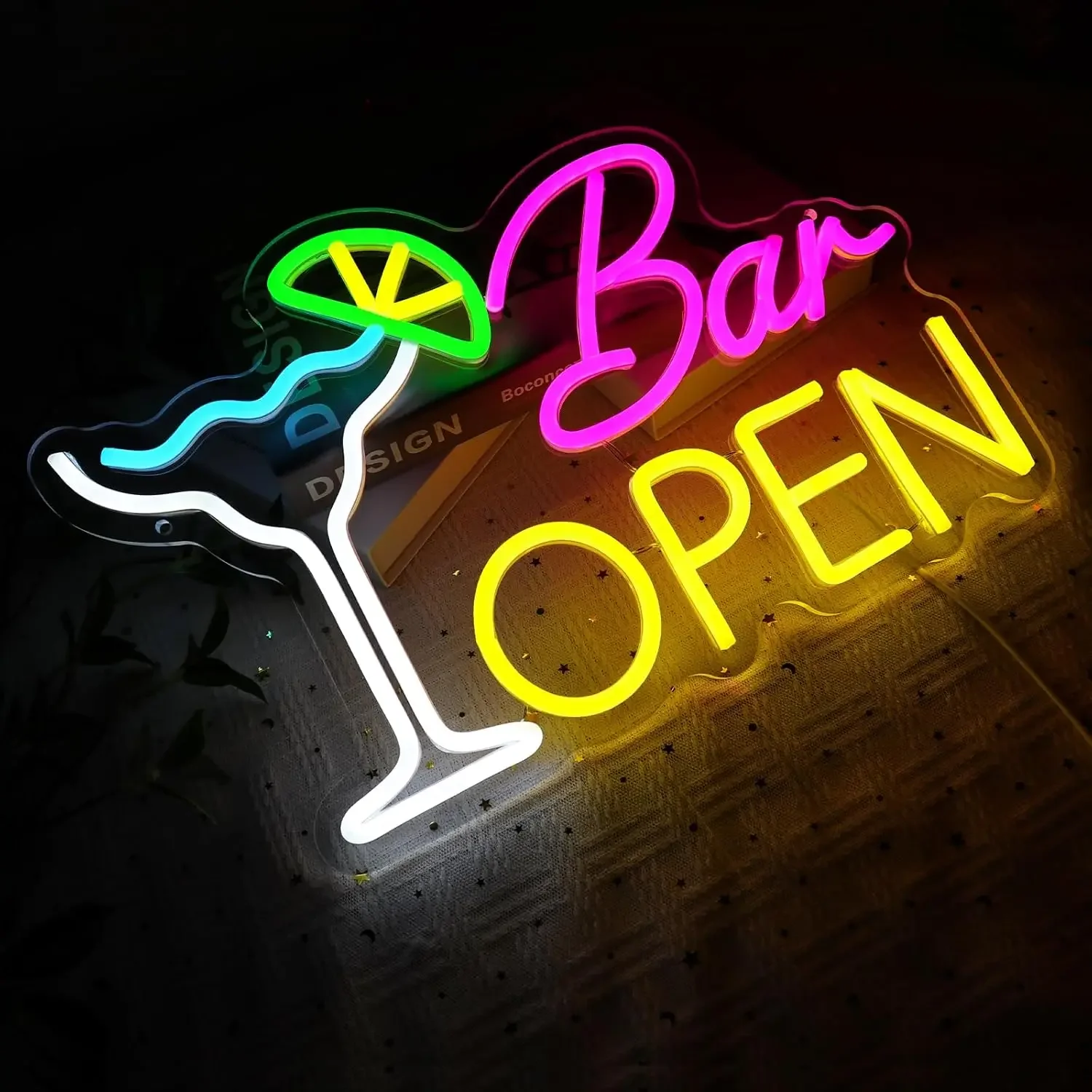 Bar Open Neon Sign USB LED Cocktails Neon Light for Beer Bar Coffee Cafe Home Pub Man Cave Stores Hotel Party Restaurant Decor