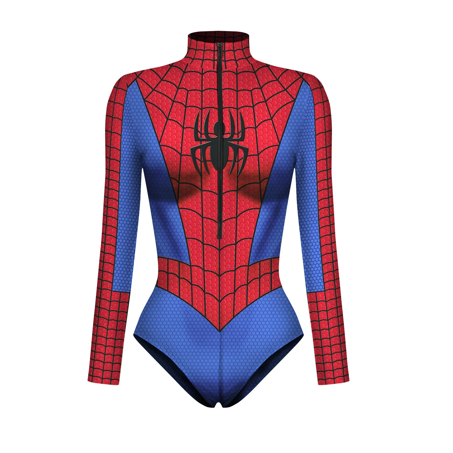 Anime Superhero Bodysuit for Women Men Spiderman Zipper Jumpsuits Iron Man 3D Print Long Sleeve Swimsuit Carnival Costume Party