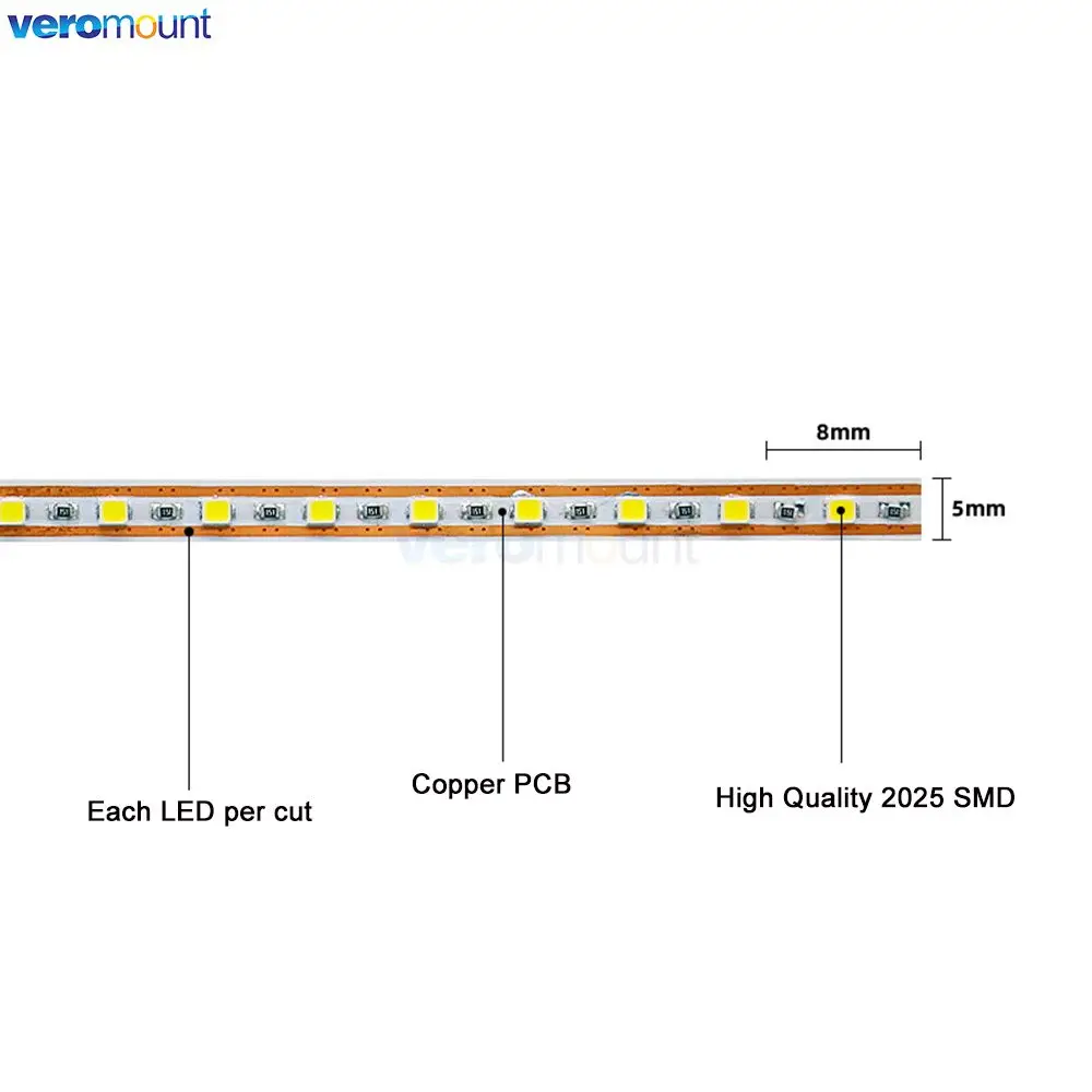 

5mm PCB Hight Bright CRI 90 5m DC5V 2025 SMD 120leds/m Flexible LED Strip Neutral White White Warm White IP20 Each Lamp Can Cut