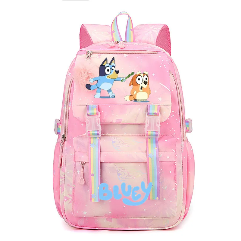 Bluey Cartoon School Bag Elementary School Junior High School Backpack Large Capacity Fashion Casual Backpack Pink Purple Bags