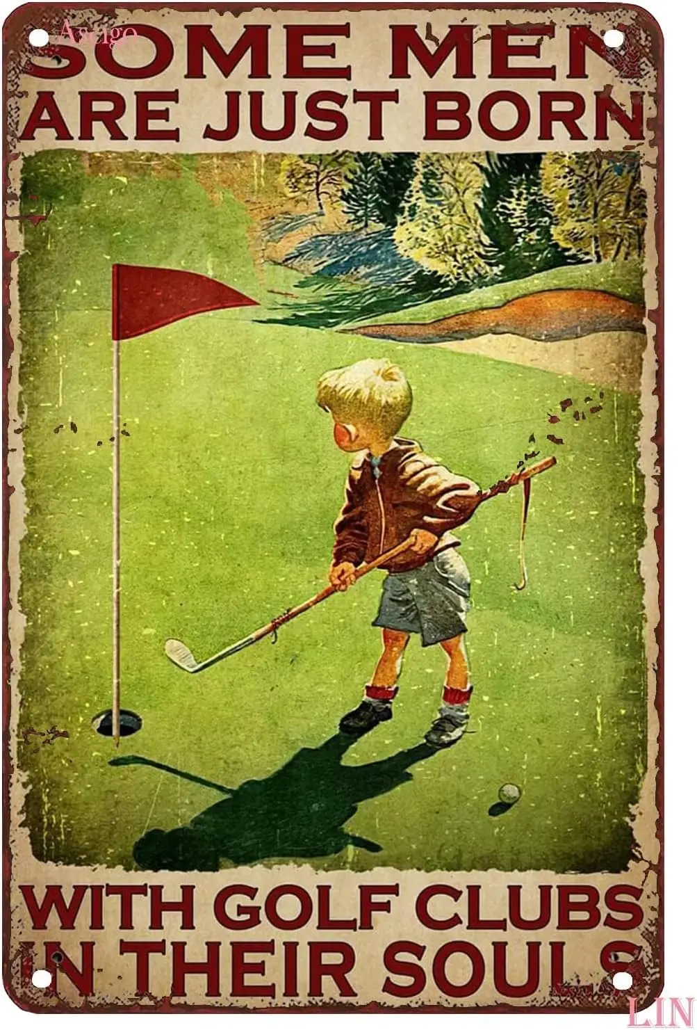 Tin Wall Art Vintage Some Men are Just Born with Golf Clubs in Their Souls Tin Sign for Men WomenWall Decor for BarsRestaur sign