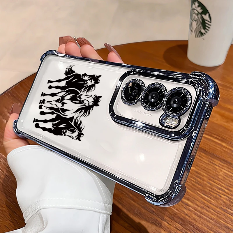 

Plating Transparent Phone Case For Huawei Honor X6B X8B X9B X5C Plus X7C X6C X8C X9C X5B Silicone Shockproof Print Horse Cover