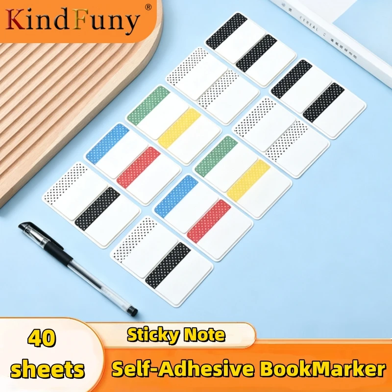 40 Sheets Color Stickers Notes Transparent Self-Adhesive Index Tabs Flags Sticky Note Stationery School Office Supplies