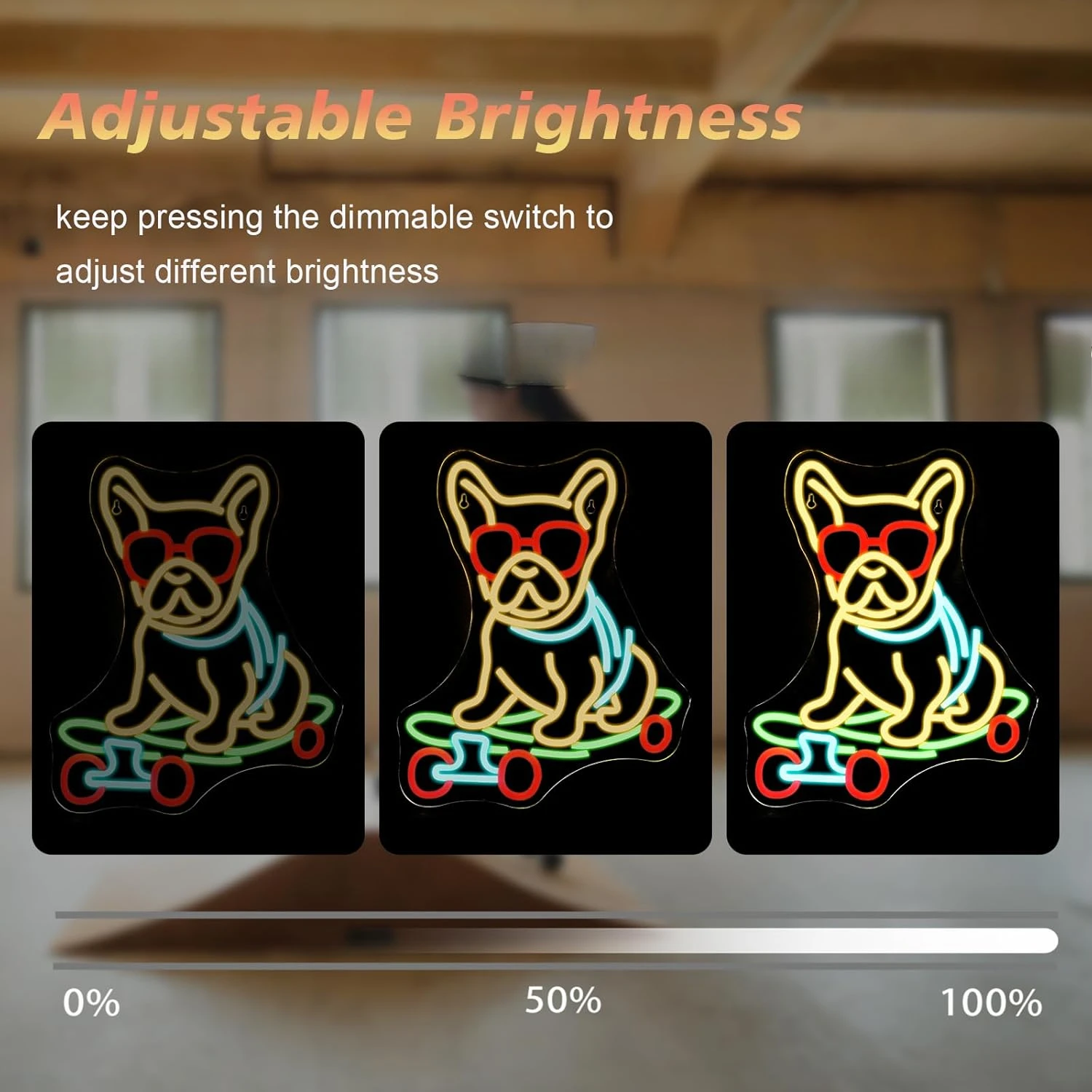 الكلب النيون تسجيل الحيوانات الأليفة متجر جدار ديكور مصباح ليد تسجيل USB عكس الضوء ضوء النيون لمحلات التزلج ، متجر الحيوانات الأليفة ، غرفة المعيشة ديكور هدية #6