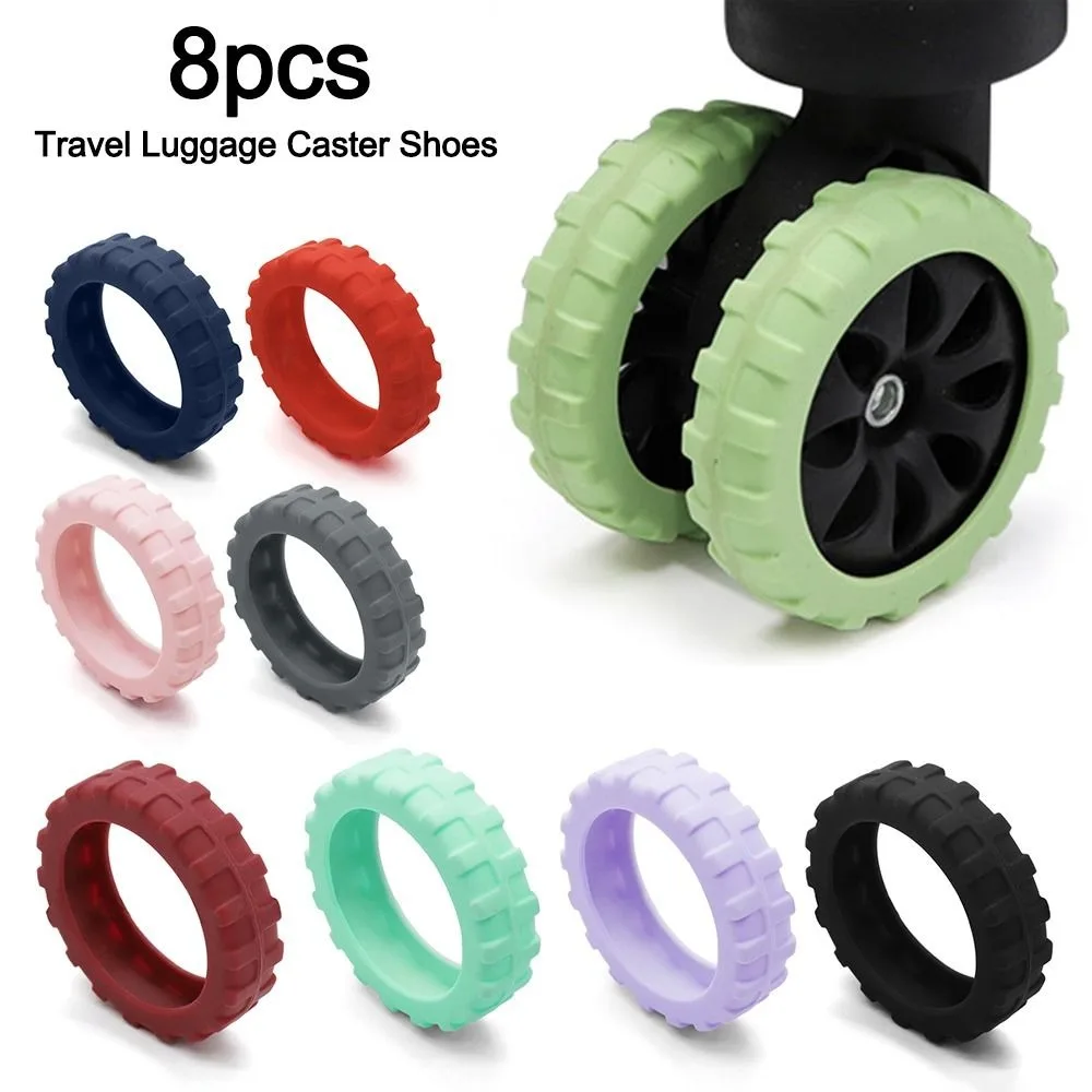 8PCS/Set Suitcase Parts Axles Travel Luggage Caster Shoes Silicone with Silent Sound Luggage Wheels Protector Reduce Noise