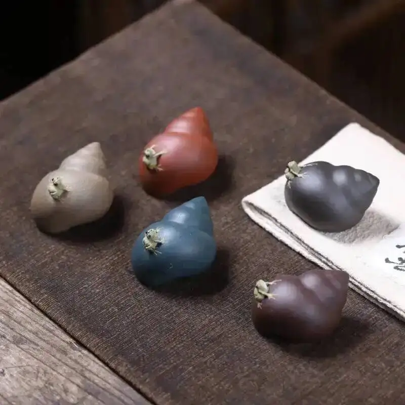 Zisha Tea Pet Water-spraying Frog Snail Ornament  Snail Tea Tray Sculpture Tea Pet Ceremony Чайные украшения  