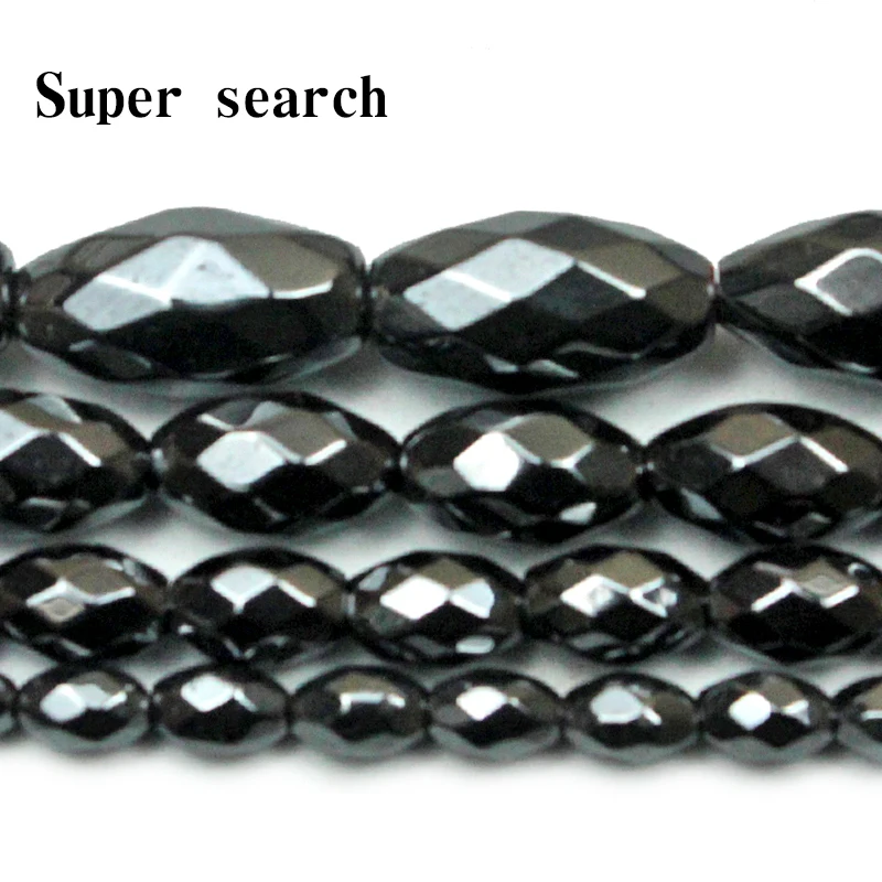 Natural Black Hematite Rice Shape Loose Cut Beads For Jewelry Making Strand 15 inch DIY Jewelry Accessorries For Men Women Gifts