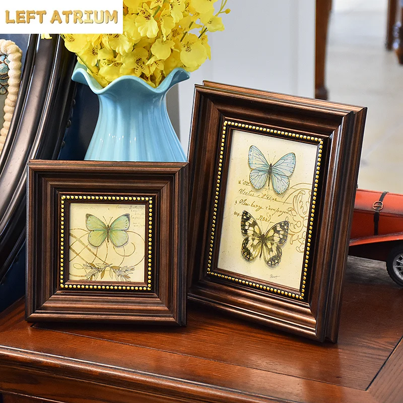 American Retro Vintage Photo Frame Display Platform European Style Frame Wall Hanging 6 7 8 10 Inch A4 Photo Wall Decor