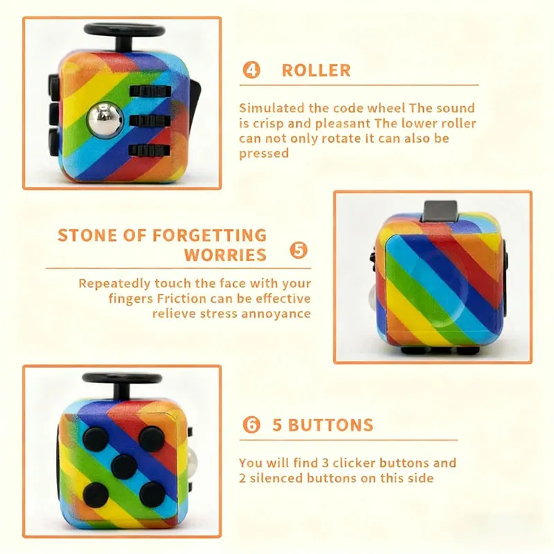 Fidget Kubus Decompressie speelgoed 3.4 cm Antistress Spelletjes Speelgoed Voor Kinderen Volwassenen Autisme ADHD Antistress Angst Stress Cu