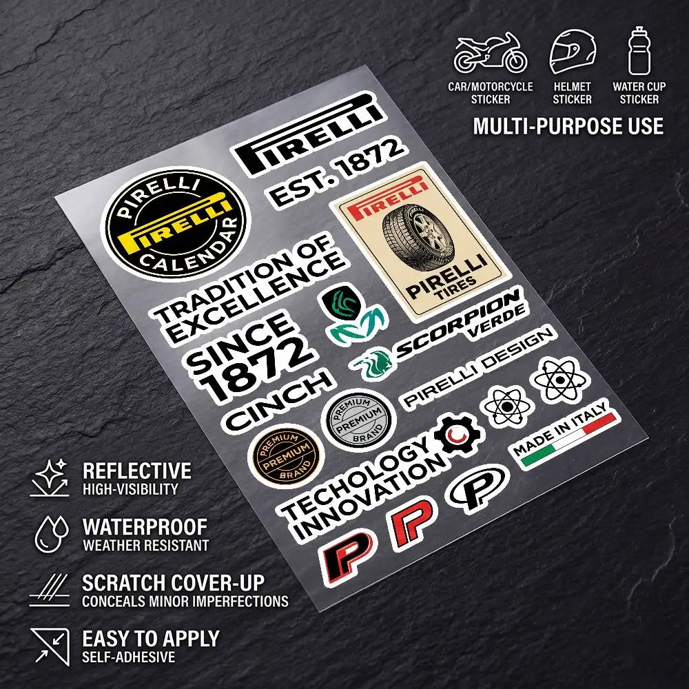 

for PIRELLI Durable Waterproof Reflective Decor Sticker Scratch Cover For Motorcycle Car Helmet Fridge Accessories