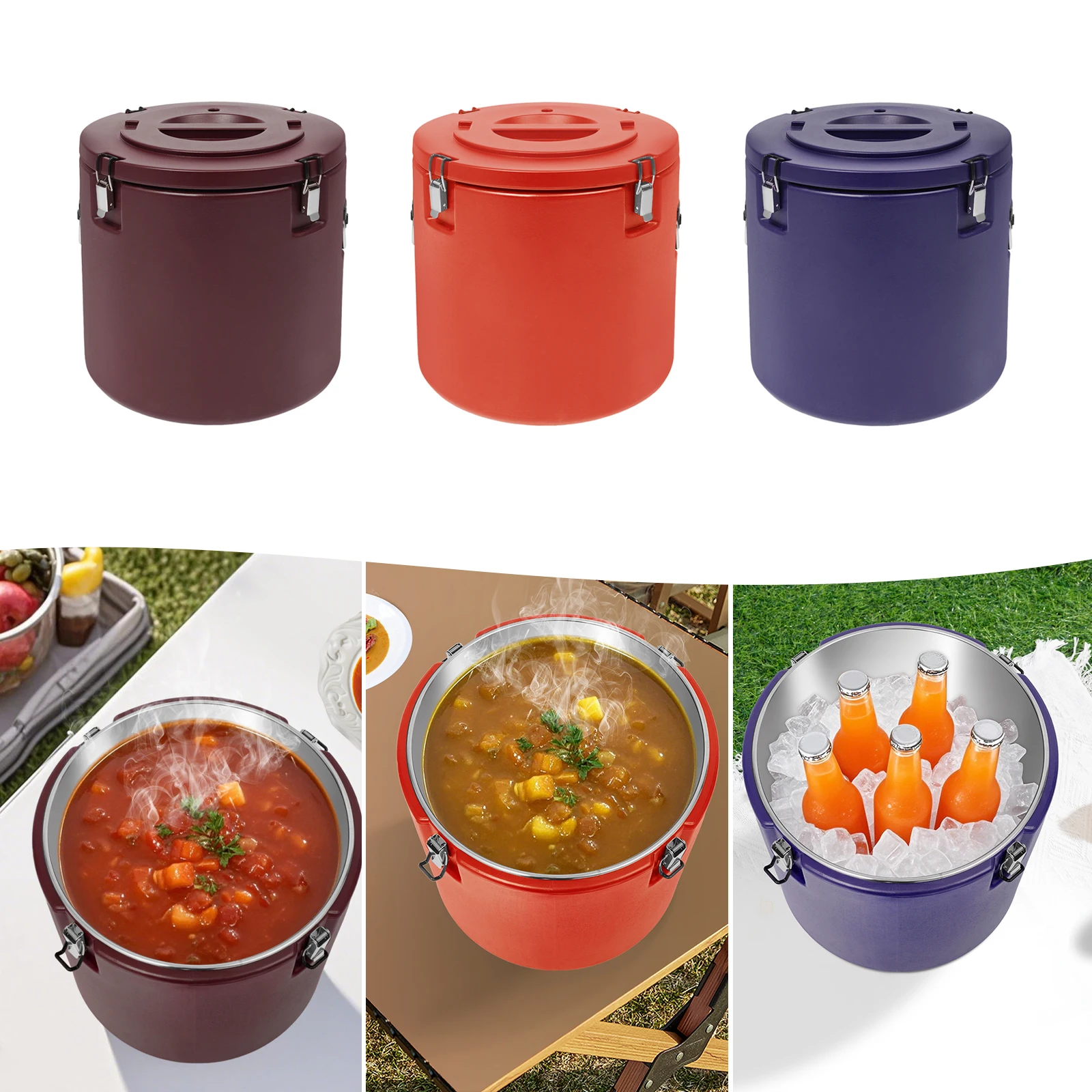 

50L/13.21Gal Capacity Commercial Insulated Bucket, Insulated Soup Container(Temperature Preservation Time: About 10-15H)