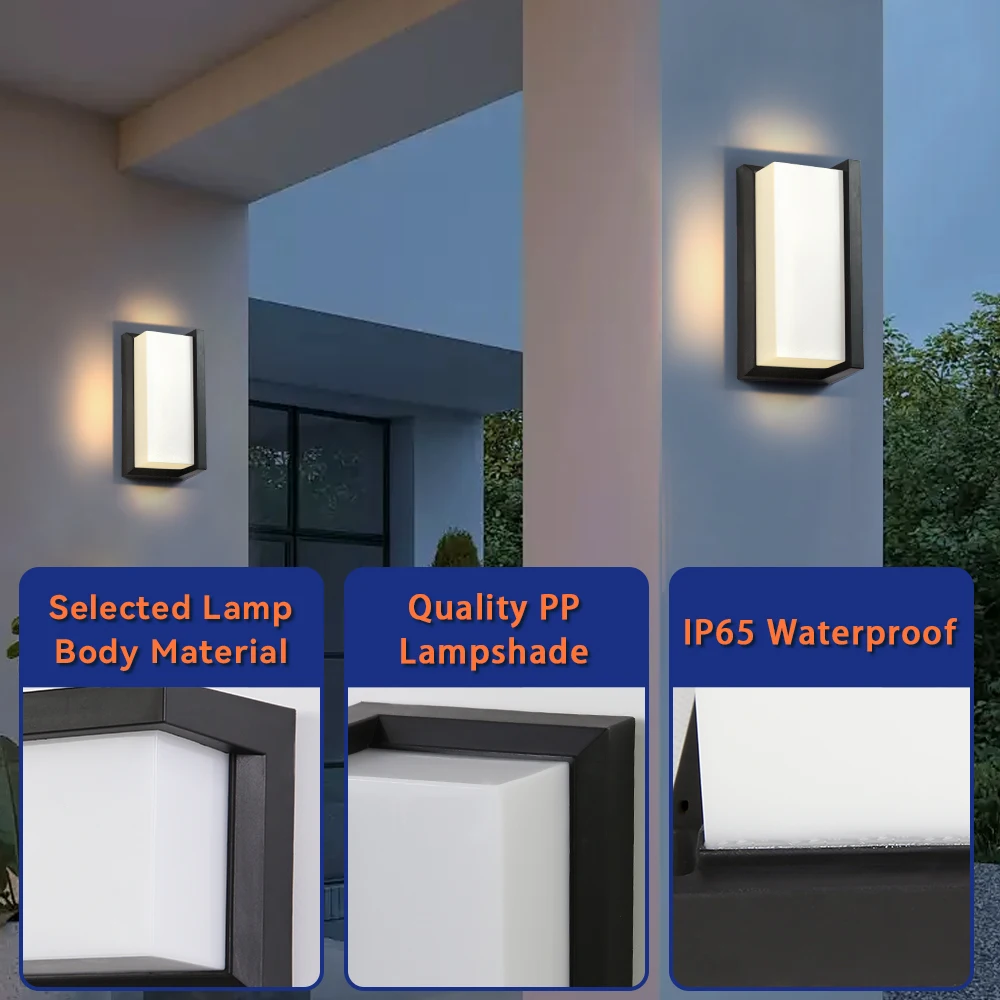 LED square wall lamp 25W Flush mount Wall Light Energy Saving for Living Room Bedroom Garden Corridor Balcony IP65 Waterproof