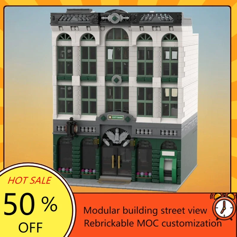 3743PCS City Bank Modular MOC Creative street view Model Custom Puzzles Architecture DIY Education Assembly Model Toys Gifts