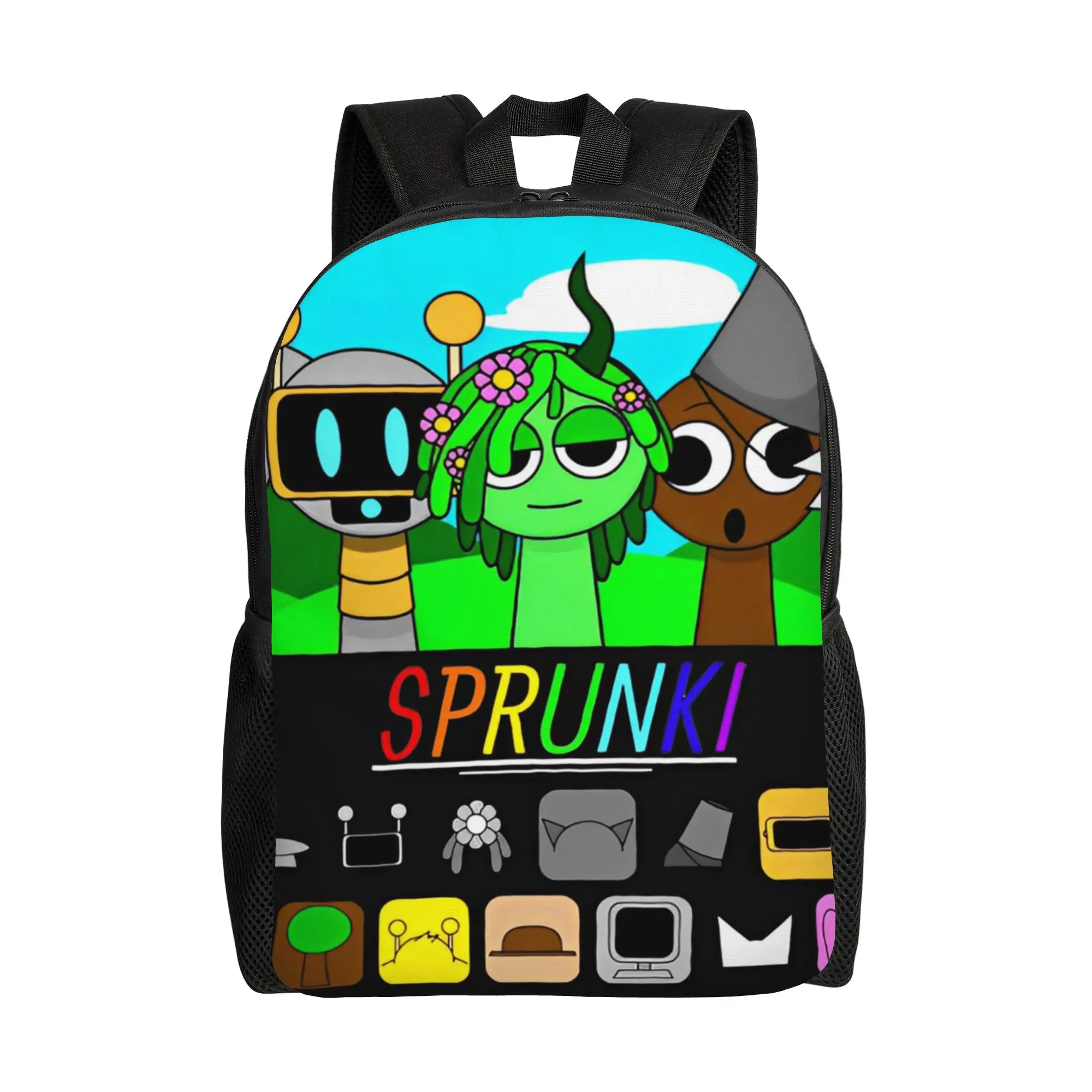 

Рюкзак Sprunki для мужчин, женщин, подростков, для старшей школы, походов, путешествий, повседневный рюкзак, сумка для ноутбука, компьютера, из холщовой ткани, подарок