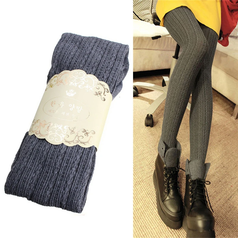 Lady Knitting High Elastic Tight Women\'s Thick Tights Winter Warm Skinny Keep Pantyhose