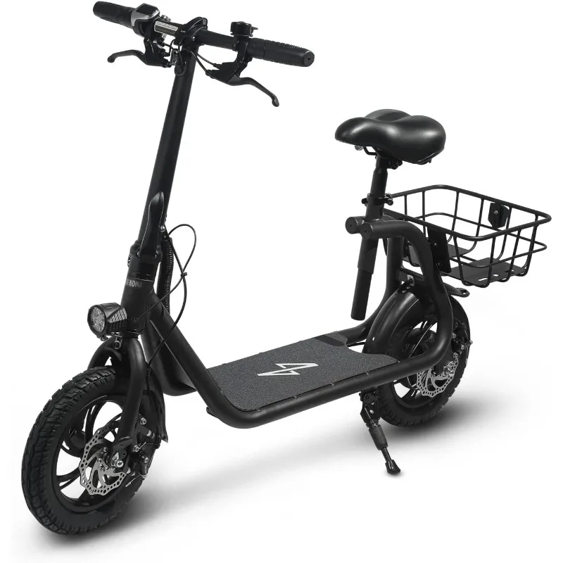 R1 - Electric Scooter for Adults Foldable Scooter with Seat & Carry Basket 450W Brushless Motor 36V 15MPH 265lbs Max