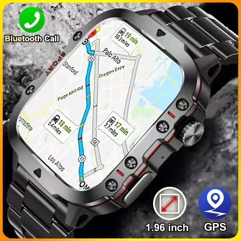

LIGE новые военные умные часы для мужчин уличный GPS спортивный фитнес-трекер монитор здоровья 1,96 "HD AI голос Bluetooth умные часы с вызовом
