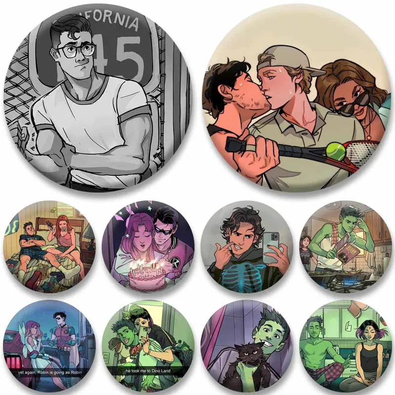 Значки-броши-pop-manga-teens-titans-с-мультяшными-персонажами-эмалевые-пины-для-рюкзаков-шляп-обуви-круглые-значки-украшения-на-заказ-коллекционный-подарок